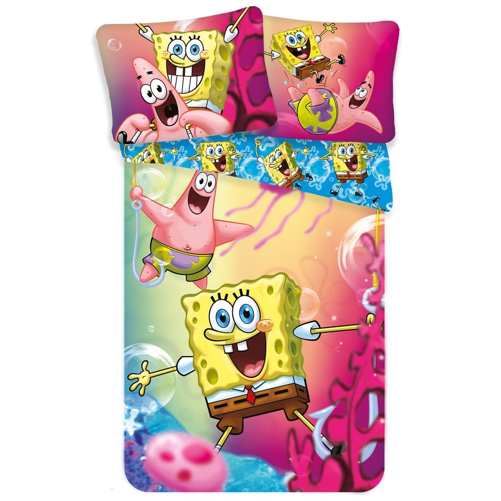 Lenjerie de pat cu imprimeu pt copii Spongebob Squarepants - Bontis.ro