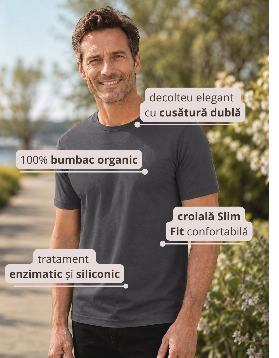 Tricou bărbătesc Interlock cu mânecă scurtă