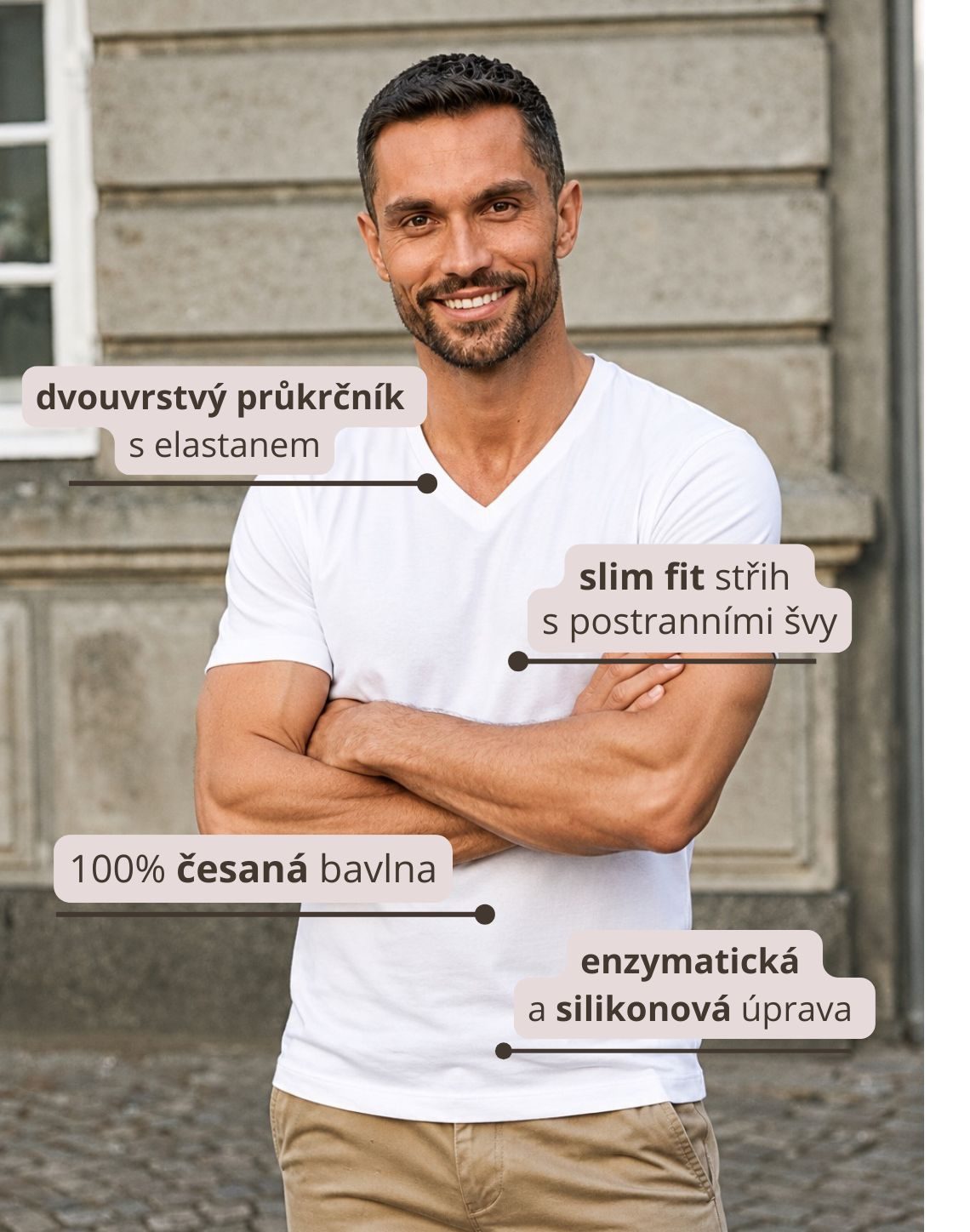 Tričko s krátkým rukávem s výstřihem do V Sof Tee