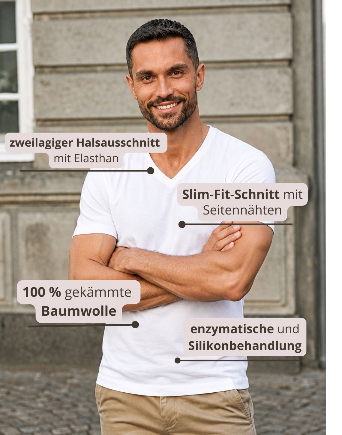 Sof Tee Kurzarm-T-Shirt mit V-Ausschnitt