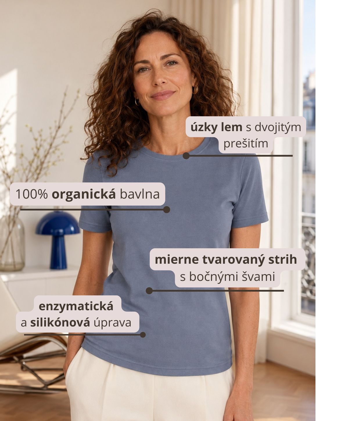 Dámske tričko s krátkym rukávom Interlock