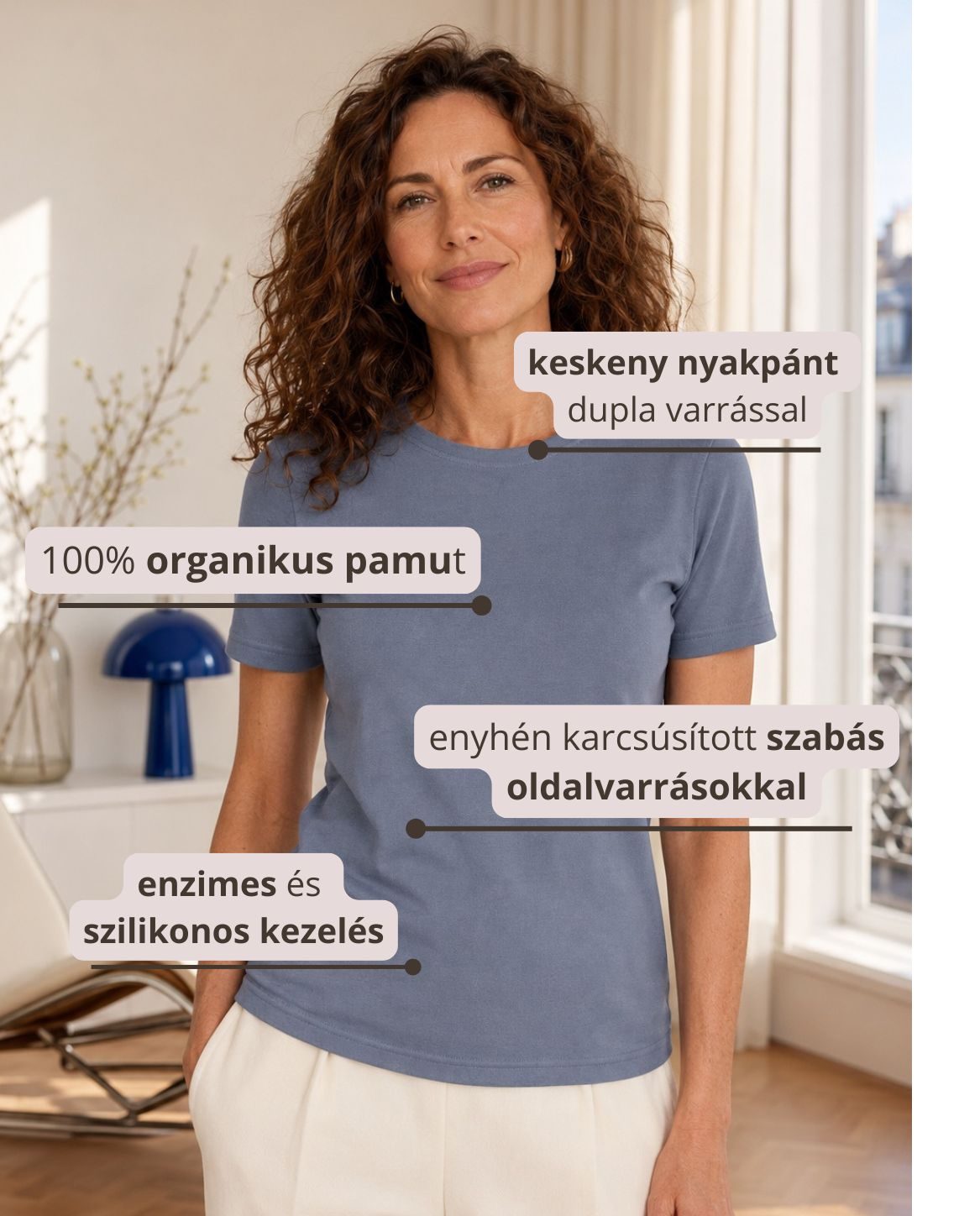Női rövid ujjú Interlock póló