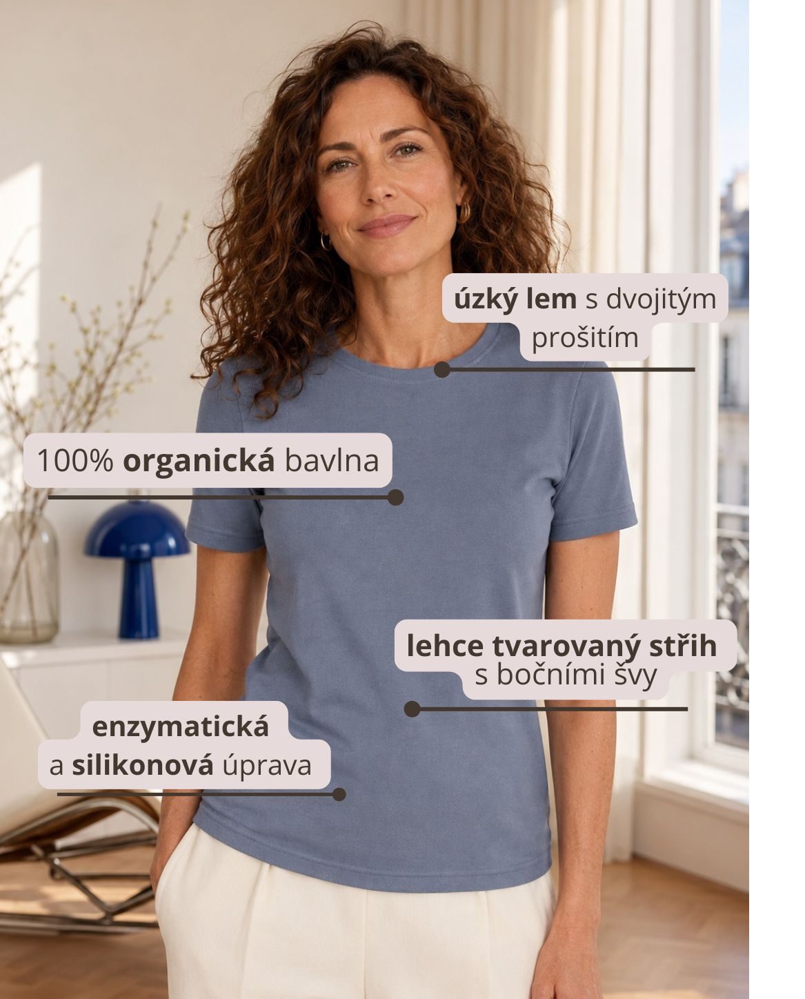 Dámské tričko s krátkým rukávem Interlock