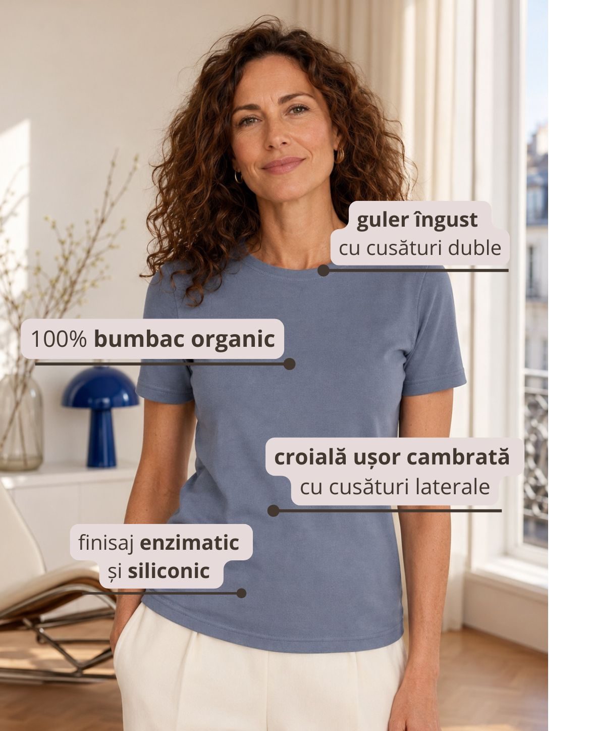 Tricou de damă cu mânecă scurtă Interlock