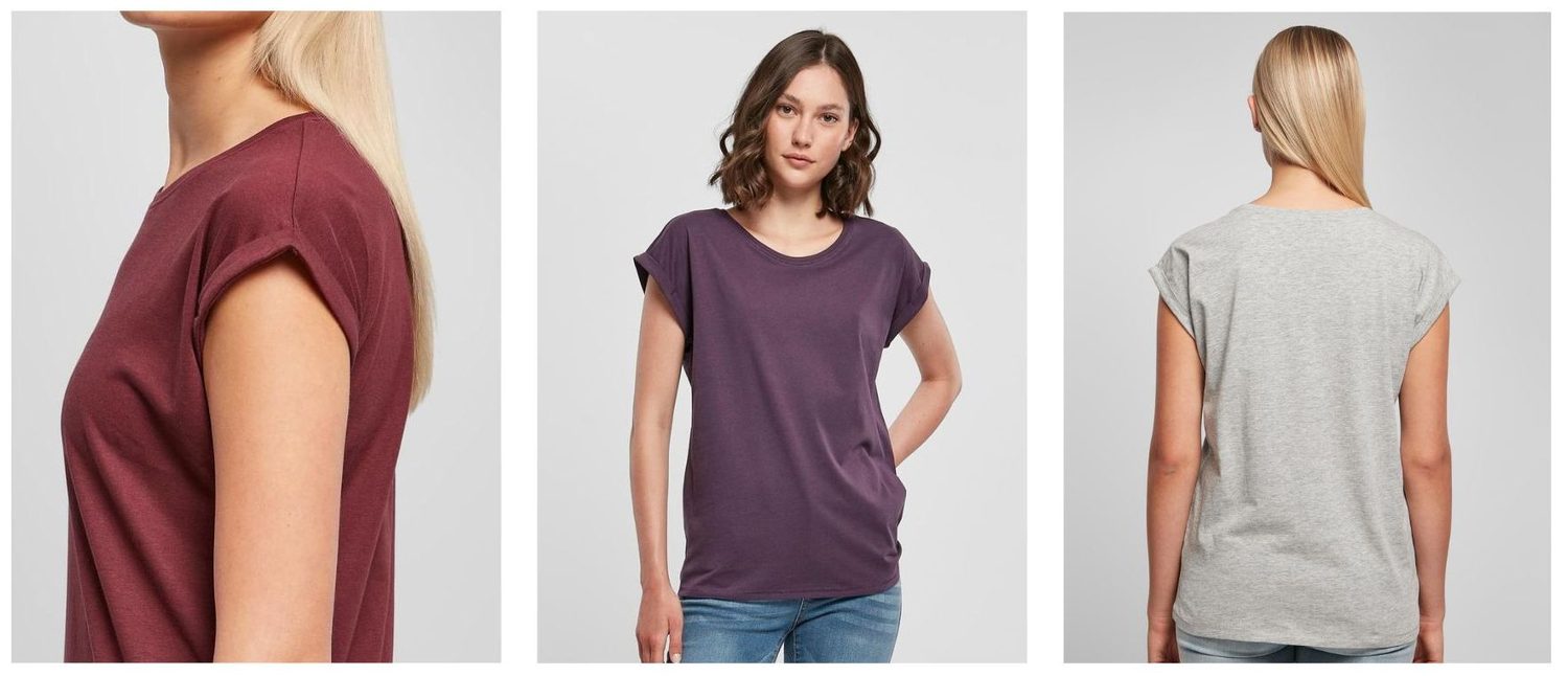 Damen T-Shirt mit umgeschlagenen ärmeln