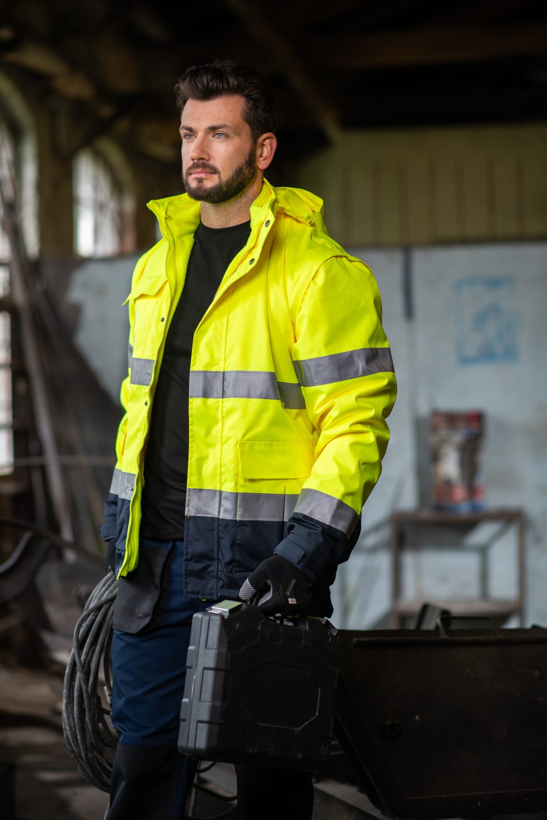 Warnschutz Jacke Arbeitsjacke Gelb Arbeitskleidung Warnjacke