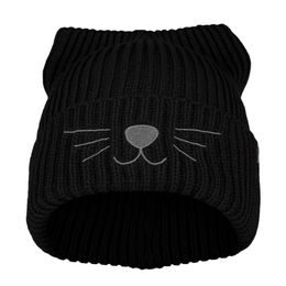 PLETENÁ ČIAPKA S VÝŠIVKOU MAČKA - PLETENÉ ČIAPKY - ŠILTOVKY A ČIAPKY