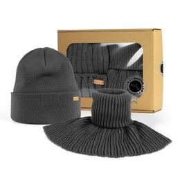 SET CADOU: CĂCIULĂ BĂRBĂTEASCĂ CU MANȘETĂ ȘI GULER TRICOTAT - CĂCIULI - ACCESORII