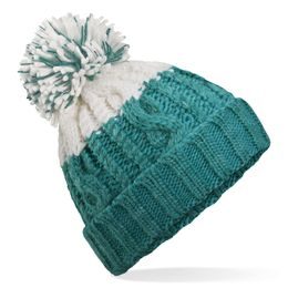 DVOUBAREVNÁ PLETENÁ ČEPICE S BAMBULÍ - ČEPICE S BAMBULÍ - KŠILTOVKY A ČEPICE