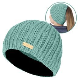 WOMEN'S HAT WITH PONYTAIL OPENING - KNITTED BEANIES - ACCESSORIES