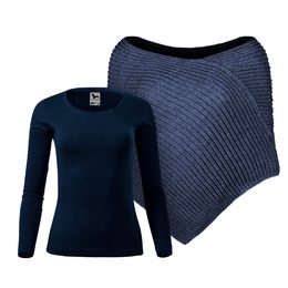 SET DAMĂ: PONCHO TRICOTAT ȘI TRICOU CU MÂNECĂ LUNGĂ - PULOVERE - ÎMBRĂCĂMINTE