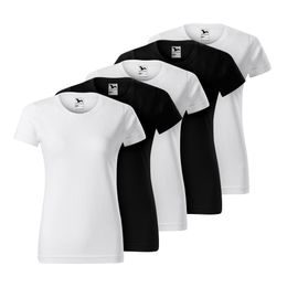 SET 5 KS: DÁMSKÉ TRIČKO BASIC - TRIČKA S KRÁTKÝM RUKÁVEM - OBLEČENÍ