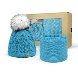 SET CADOU: CĂCIULĂ DAMĂ CU CIUCURE ȘI GULER CIRCULAR - CĂCIULI - ACCESORII