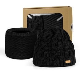 GESCHENKSET: DAMEN-MÜTZE MIT STRICKMUSTER UND RUNDSCHAL - MÜTZEN - CAPS UND MÜTZEN