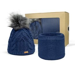 GESCHENKSET: DAMENMÜTZE MIT BOMMEL UND STRICKSCHAL - MÜTZEN - CAPS UND MÜTZEN