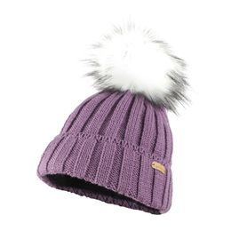 ŽEBROVANÁ DÁMSKÁ ČEPICE S KOŽEŠINOVOU BAMBULÍ - ČEPICE S BAMBULÍ - KŠILTOVKY A ČEPICE