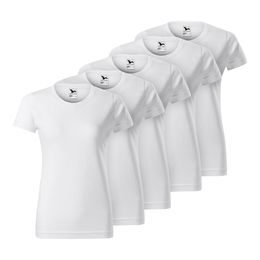 SET 5 KS: DÁMSKÉ TRIČKO BASIC - TRIČKA S KRÁTKÝM RUKÁVEM - OBLEČENÍ