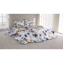 LENJERIE DE PAT DIN BUMBAC FLORI ALBASTRE - LENJERIE DE PAT DIN BUMBAC - GOSPODĂRIE
