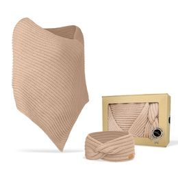 SET CADOU: PONCHO TRICOTAT ȘI BANDĂ DE PĂR - PULOVERE FĂRĂ MÂNECI - ÎMBRĂCĂMINTE