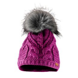 DÁMSKÁ ZIMNÍ ČEPICE S KOŽEŠINOVOU BAMBULÍ - ČEPICE S BAMBULÍ - KŠILTOVKY A ČEPICE