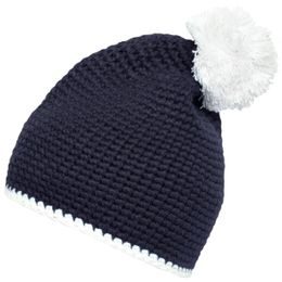 CĂCIULĂ TRICOTATĂ CU DUNGĂ CONTRASTANTĂ ȘI POMPON MB7964 - FESURI CU POMPON - ACCESORII