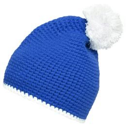 CĂCIULĂ TRICOTATĂ CU DUNGĂ CONTRASTANTĂ ȘI POMPON MB7964 - FESURI CU POMPON - ACCESORII