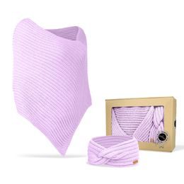 SET CADOU: PONCHO TRICOTAT ȘI BANDĂ DE PĂR - PULOVERE FĂRĂ MÂNECI - ÎMBRĂCĂMINTE