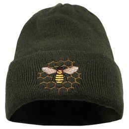 Pletená čepice s výšivkou Včela