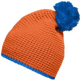 CĂCIULĂ TRICOTATĂ CU DUNGĂ CONTRASTANTĂ ȘI POMPON MB7964 - FESURI CU POMPON - ACCESORII