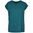 DAMEN T-SHIRT MIT UMGESCHLAGENEN ÄRMELN - TEAL - KURZARM-T-SHIRTS - KLEIDUNG