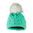 CĂCIULĂ DE IARNĂ PENTRU FEMEI CU POMPON - VERDE GHEAȚĂ - FESURI CU POMPON - ACCESORII