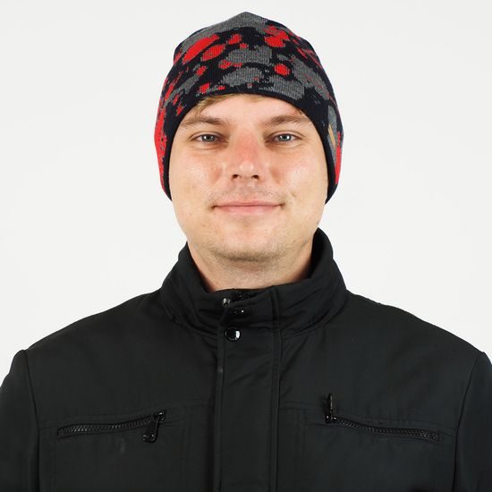 DREIFARBIGE WINTERMÜTZE FÜR MÄNNER - STRICKMÜTZEN - CAPS UND MÜTZEN