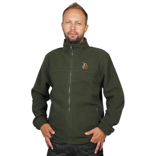 FLEECEJACKE MIT STICKEREI WILDSCHWEIN - JÄGER - KLEIDUNG