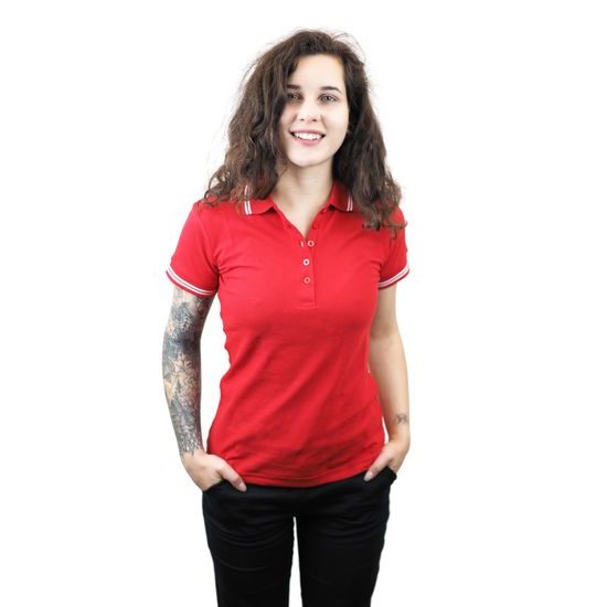 DAS MODEL IST 160 CM GROSS UND TRÄGT GRÖSSE S - KURZARM POLO-SHIRTS - KLEIDUNG