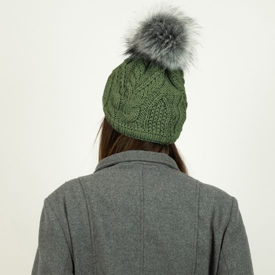 DAMEN WINTERMÜTZE MIT KUNSTFELL-BOMMEL - BOMMELMÜTZEN - CAPS UND MÜTZEN