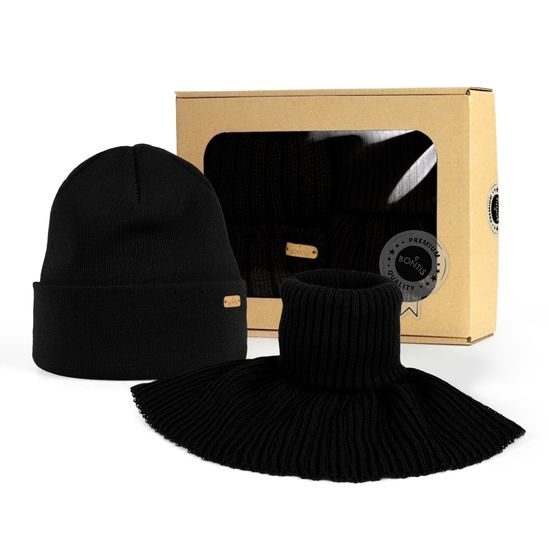 SET CADOU: CĂCIULĂ BĂRBĂTEASCĂ CU MANȘETĂ ȘI GULER TRICOTAT - CĂCIULI - ACCESORII
