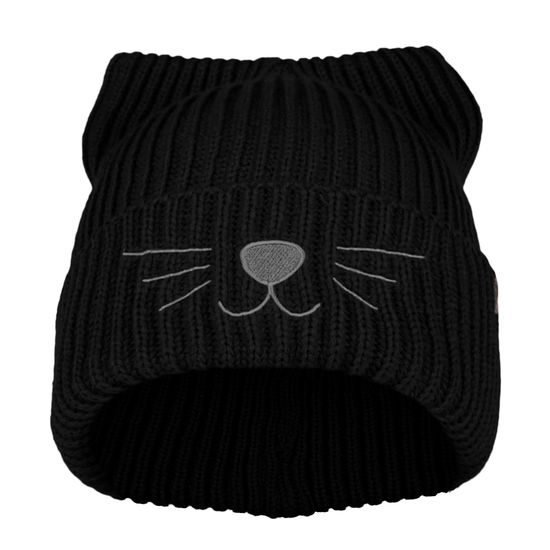 PLETENÁ ČIAPKA S VÝŠIVKOU MAČKA - PLETENÉ ČIAPKY - ŠILTOVKY A ČIAPKY