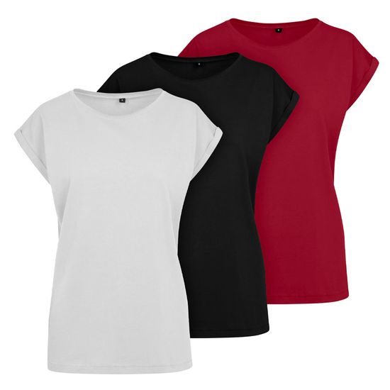 SET: 3 DAMEN-T-SHIRTS MIT UMGESCHLAGENEN ÄRMELN - KURZARM-T-SHIRTS - KLEIDUNG