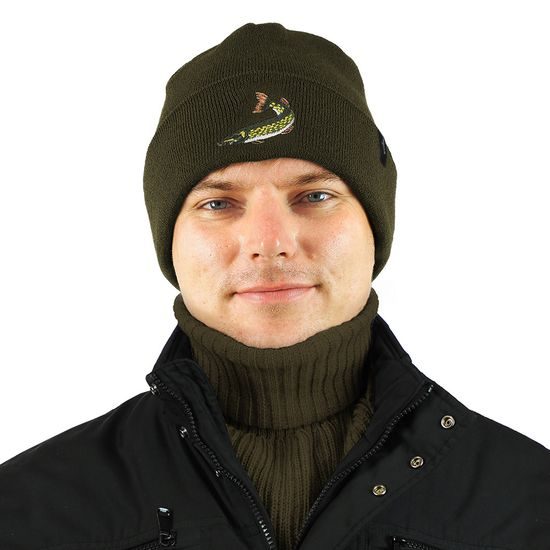 STRICKMÜTZE MIT STICKEREI HECHT - ANGLER - KLEIDUNG