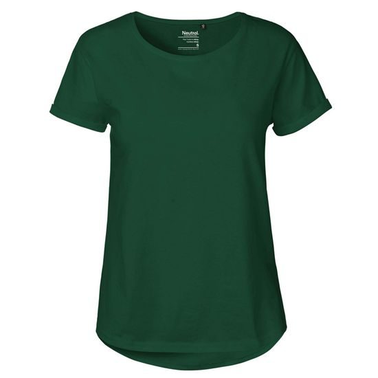 DAMEN T-SHIRT MIT UMGESCHLAGENEN ÄRMELN AUS BIO-FAIRTRADE-BAUMWOLLE - KURZARM-T-SHIRTS - KLEIDUNG