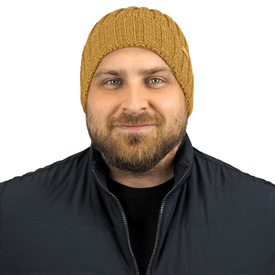 FÉRFI KÖTÖTT SAPKA BORDÁZOTT MINTÁVAL - KÖTÖTT SAPKÁK - BASEBALL SAPKÁK ÉS SAPKÁK