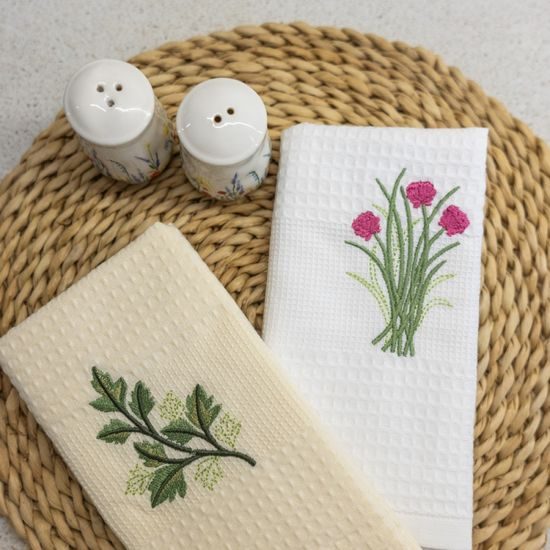 BESTICKTE GESCHIRRTÜCHER MIT MOTIV – 2ER-SET - GESCHIRRTÜCHER - HAUSHALT