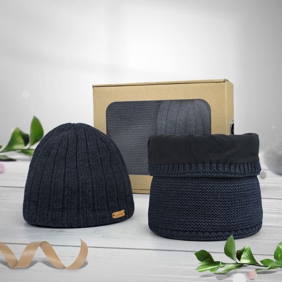GIFT SET: MEN'S STRIPED BEANIE AND NECK WARMER - GIFT SETS - SETS AND GIFTS