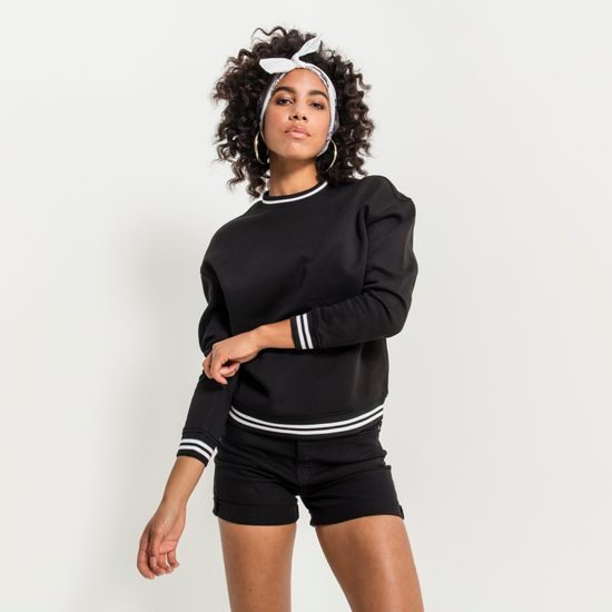 DAMEN-SWEATSHIRT MIT GESTREIFTEN BÜNDCHEN - SWEATSHIRTS OHNE REISSVERSCHLUSS - KLEIDUNG