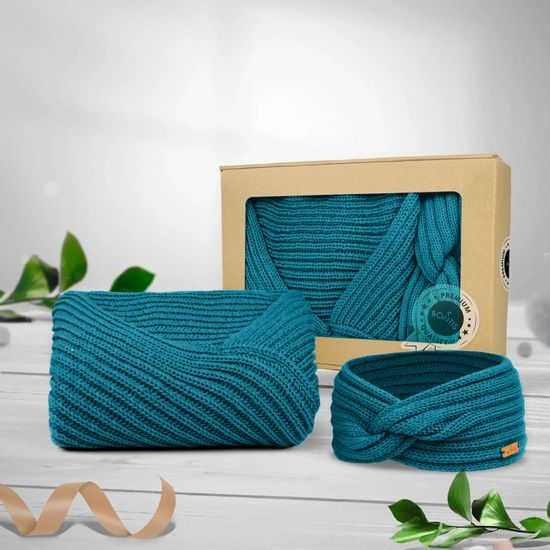 SET CADOU: PONCHO TRICOTAT ȘI BANDĂ DE PĂR - PULOVERE FĂRĂ MÂNECI - ÎMBRĂCĂMINTE