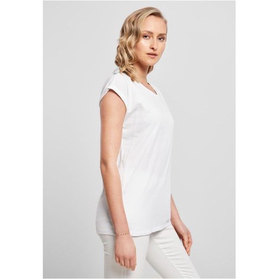 VOLNÉ DÁMSKÉ TRIČKO S OHRNUTÝMI RUKÁVY - TRIČKA S KRÁTKÝM RUKÁVEM - OBLEČENÍ