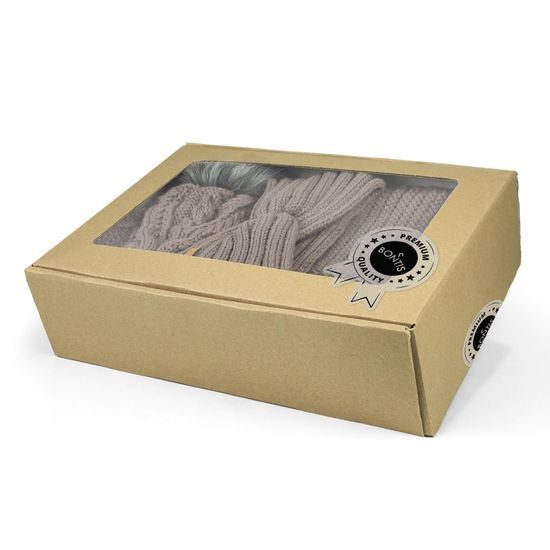 DARČEKOVÉ BALENIE: DÁMSKA ČIAPKA S BRMBOLCOM, ČELENKA A NÁKRČNÍK - KRUHOVÉ - ŠILTOVKY A ČIAPKY