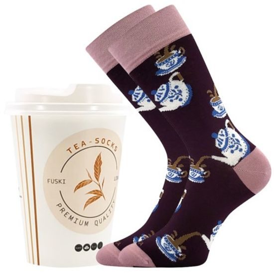 PONOŽKY V KELÍMKU S MOTÍVOM ČAJU - KLASICKÉ PONOŽKY - OBUV