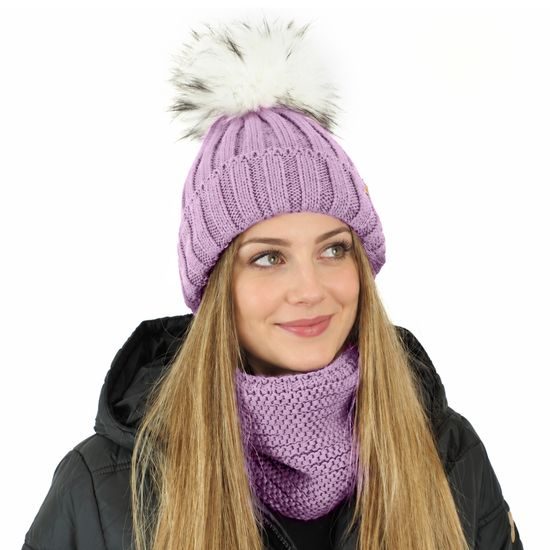 GIFT SET: WOMEN'S RIBBED BEANIE WITH POMPOM AND NECK WARMER - GIFT SETS - SETS AND GIFTS