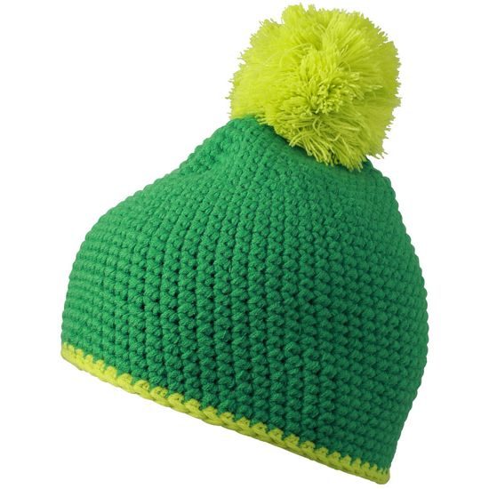 CĂCIULĂ TRICOTATĂ CU DUNGĂ CONTRASTANTĂ ȘI POMPON MB7964 - FESURI CU POMPON - ACCESORII